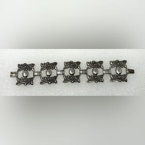 Heavy Vintage Peru 900 Silver Scroll Panel Bracelet – Mid Century